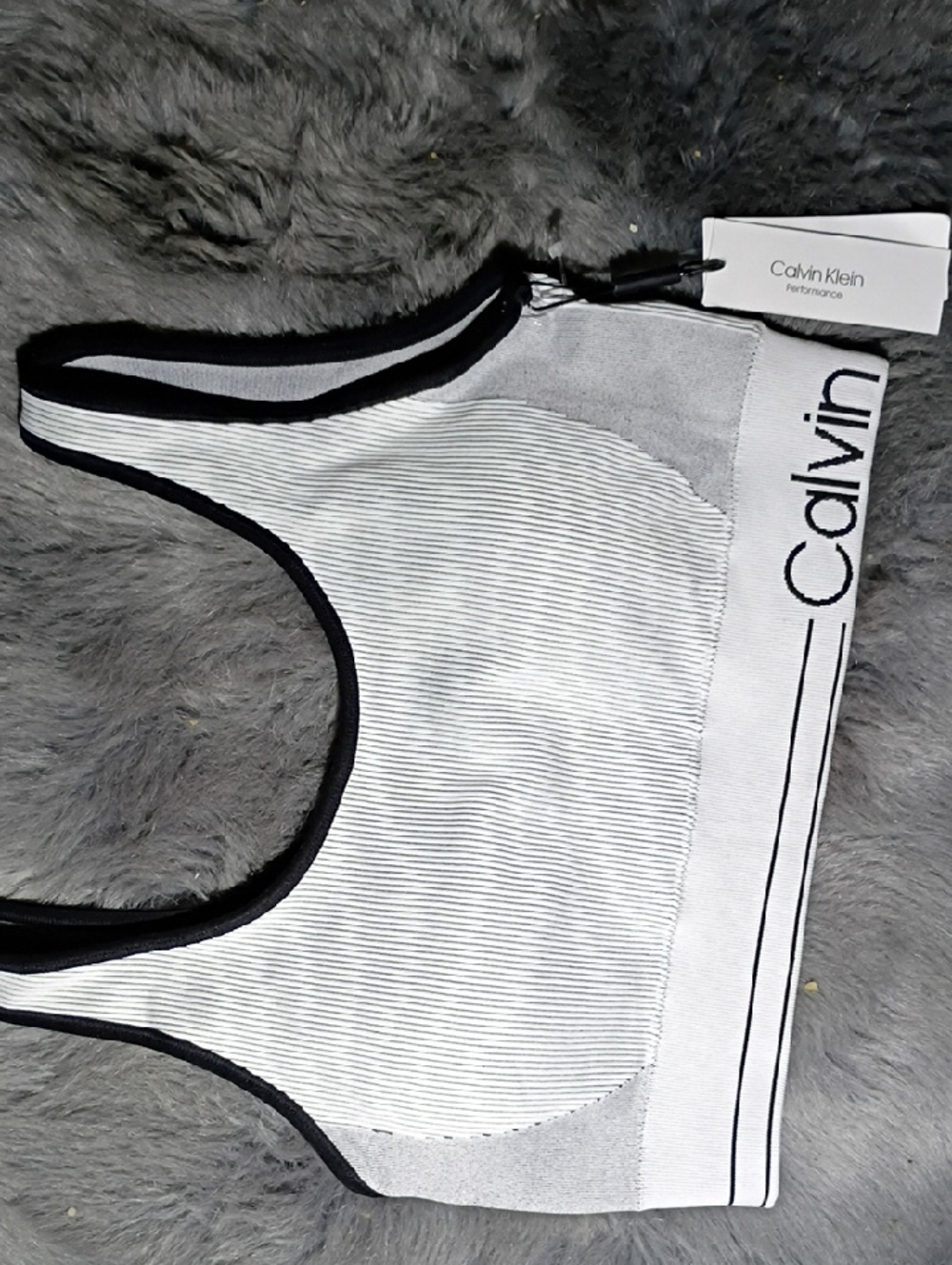 Calvin Klein Black, Gray & White Athletic Racerback Bra